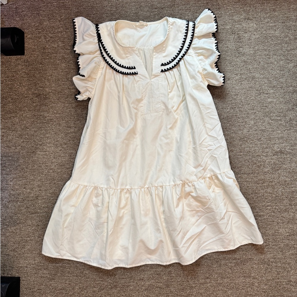 Entro White Dress with Black Trim